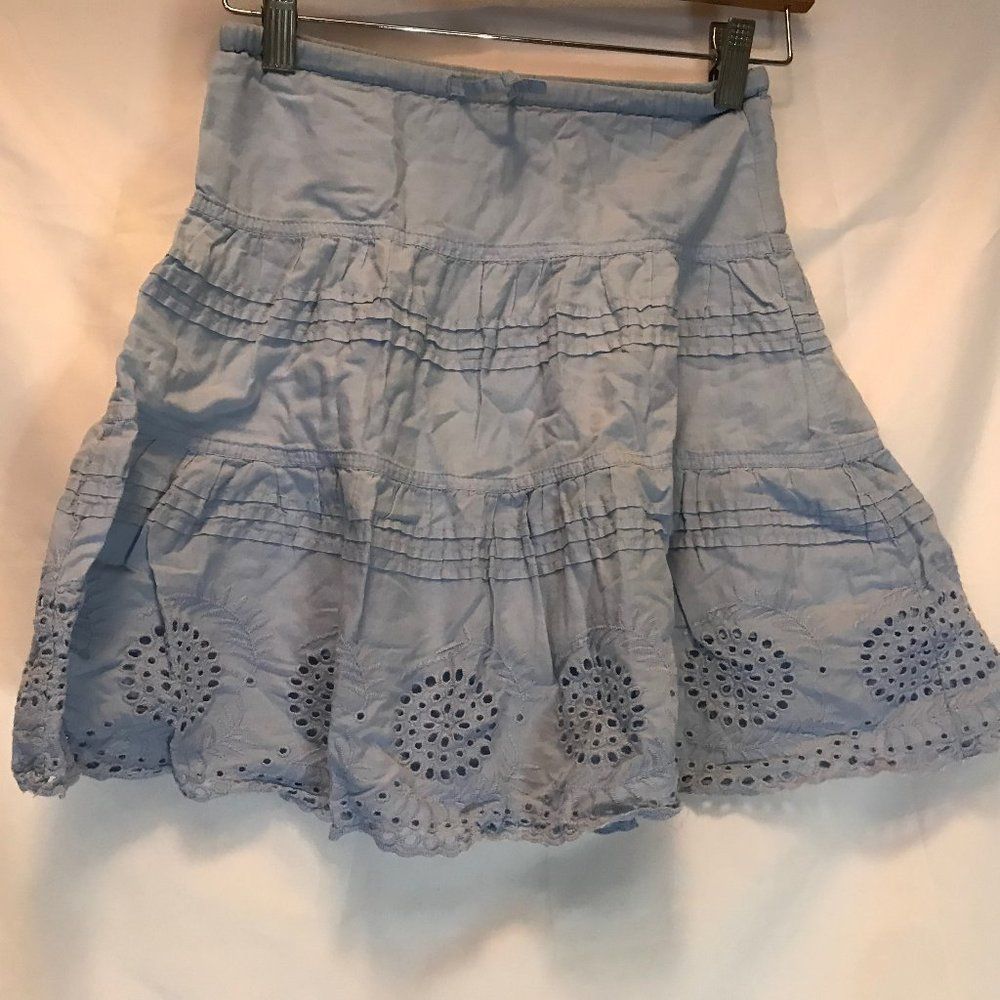 mini boden light blue embroidered drawstring skirt size 5/6y